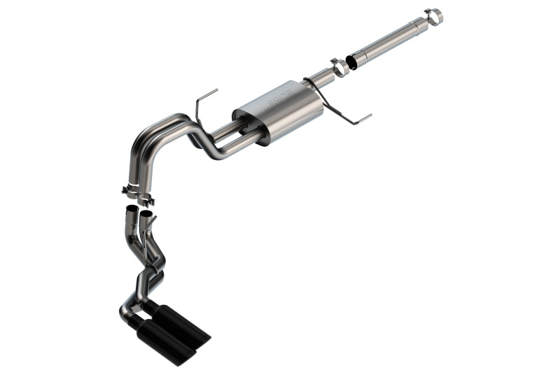 Borla 21-22 Ford F-150 Powerboost 3.5L V6 2WD & 4WD 4DR 3in, 2.25in S-TYPE Black Chrome Tips exhaust system Main image