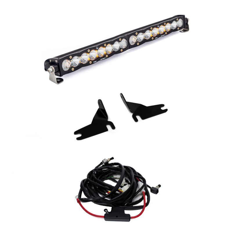 Baja Designs 2019 Chevy Silverado 1500 S8 w/ 20in S8 Grille Mount Kit with LED light bar and mounting accessories