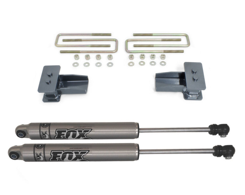 MaxTrac 15-18 Ford F-150 2WD 2in Rear Lift Kit components including Fox shocks and lift blocks