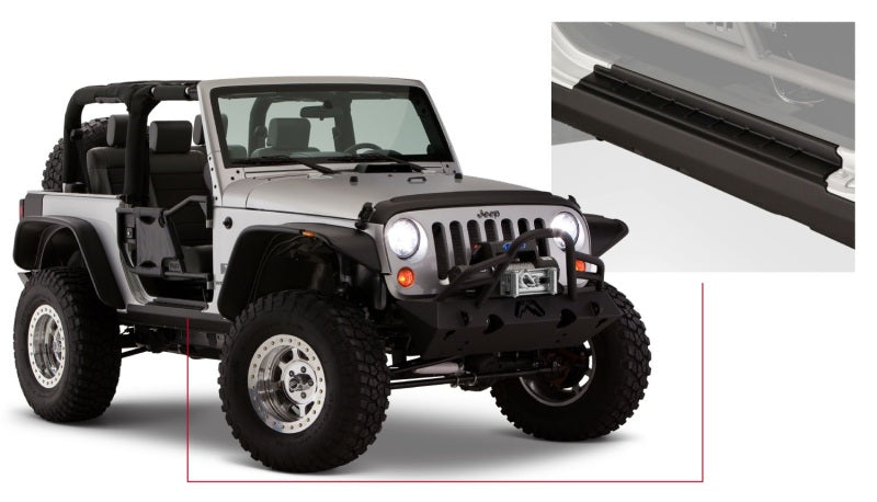 Bushwacker 07-18 Jeep Wrangler Trail Armor Rocker Panel and Sill Plate Cover - Black on silver Jeep