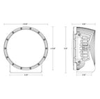 Rigid Industries 360-Series 9in LED Off-Road Spot Beam - RGBW dimensions illustration