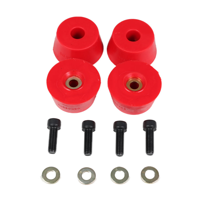 Energy Suspension 96-02 Toyota 4Runner Front Hyper Flex Red Bump Stop Set with hardware for offroad performance upgrades
