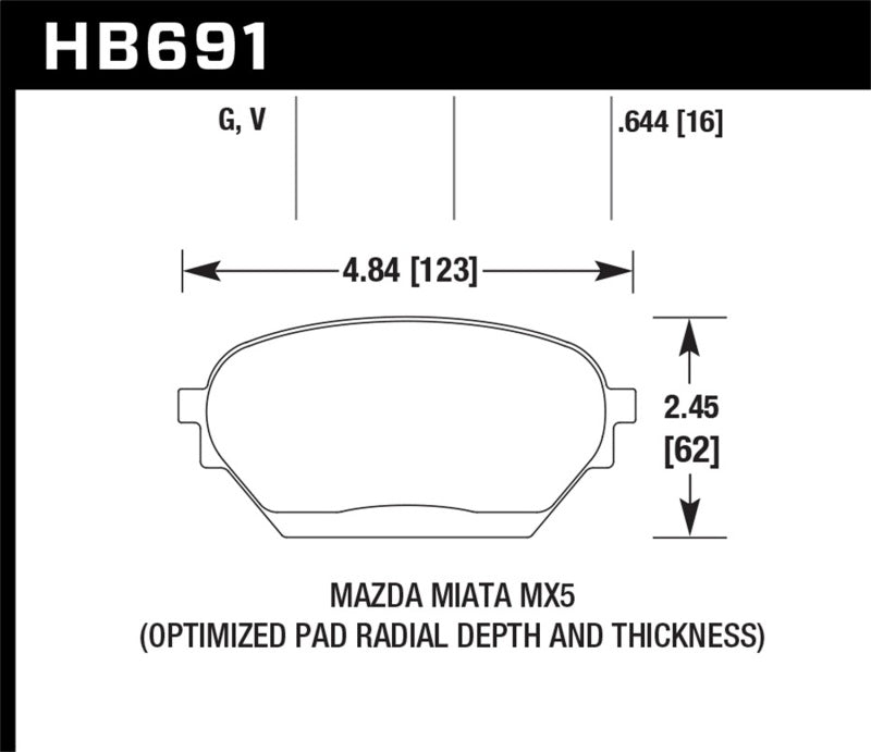 Hawk 06-14 Mazda MX-5 DTC-60 Race Front Brake Pads specifications