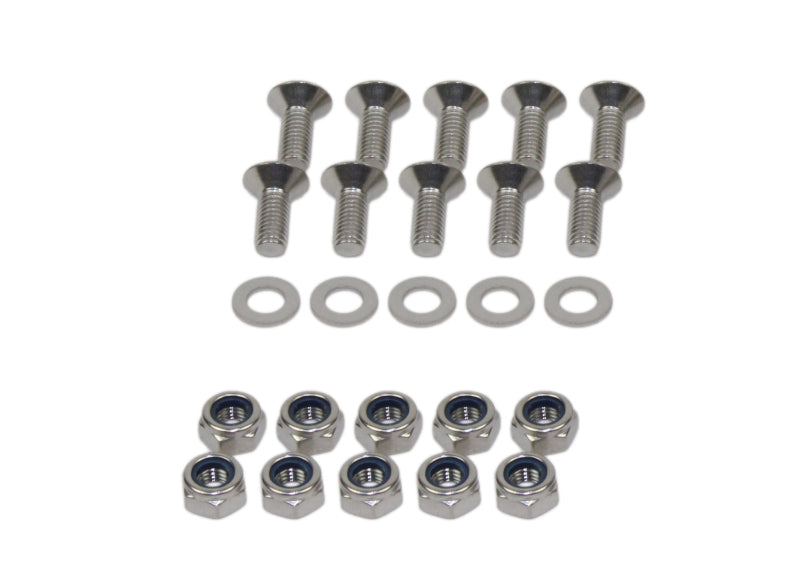 Fishbone Offroad 97-06 Jeep Wrangler TJ Steel Rock Slider - Black Textured Powdercoat hardware bolts and nuts set