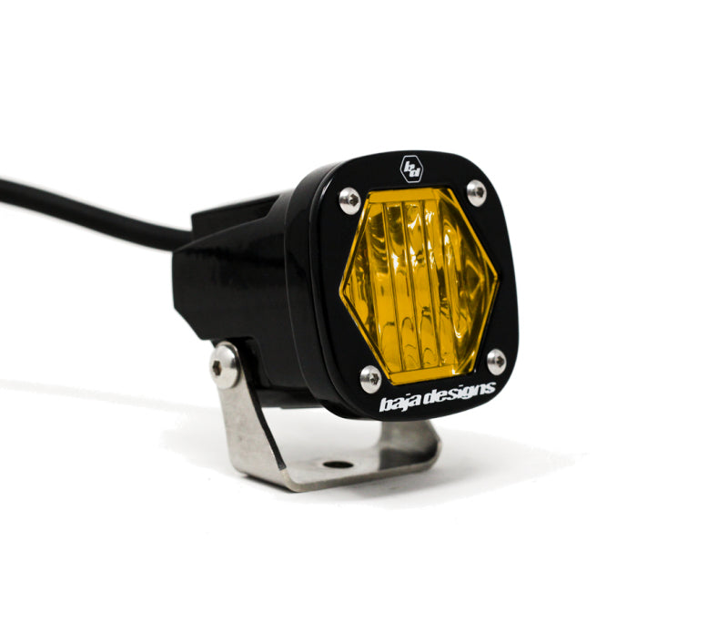 Baja Designs S1 Amber Wide Cornering LED Light w/ Mounting Bracket Single for offroad lighting and electrical. Main image