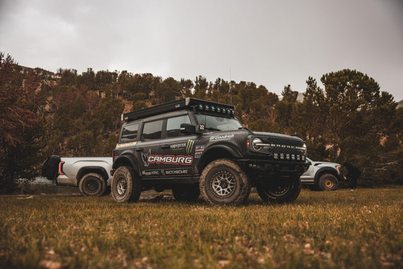 Camburg Ford Bronco 21-23 KINETIK V2 Performance Billet Uniball Upper Arms in offroad setting