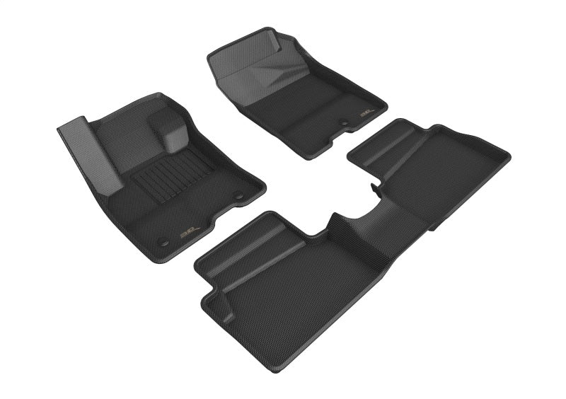 3D MAXpider 2022 Ford Maverick Hybrid Kagu 1st & 2nd Row Floormat - Black for ultimate vehicle floor protection.