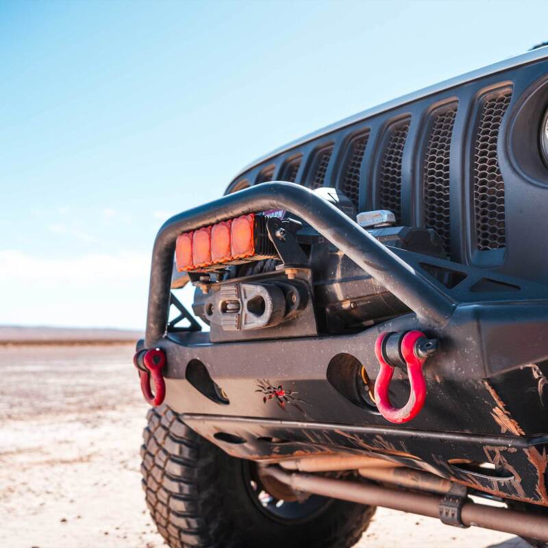 KC HiLiTES FLEX ERA LED 10in. Light Bar - Master Kit mounted on offroad bumper with recovery gear.