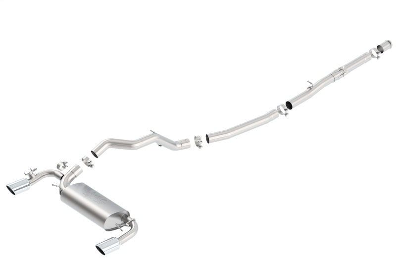 Borla 16-17 Ford Focus RS 2.3L MT Round Angle-Cut Tips Split Rear Exit ATAK Catback Exhaust system components
