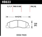 Hawk Super Duty Street Brake Pads dimensions for Dodge Truck