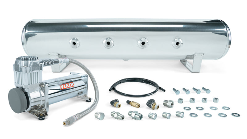 Air Lift 4 Gal. 7-Port Tank w/ Viair 444c Chrome Compressor and fittings.