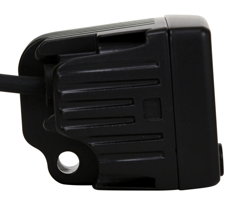 KC HiLiTES C-Series 2in. C2 LED Light 20w Area Flood Beam (Pair Pack System) - Black side view connector