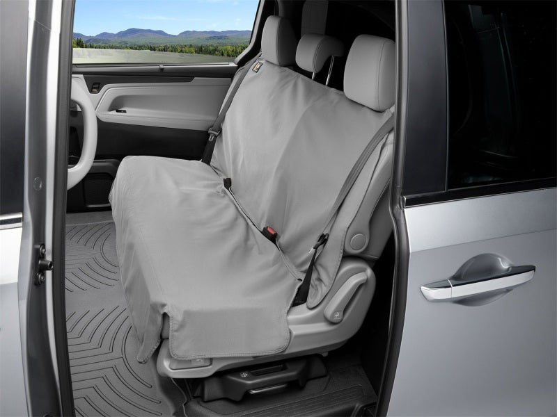 WeatherTech 56in W x 19.5in Depth x 22.5in H Seat Protector - Grey in a vehicle interior