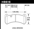 Hawk 08-09 Lexus IS-F HP+ Street Front Brake Pads dimensions