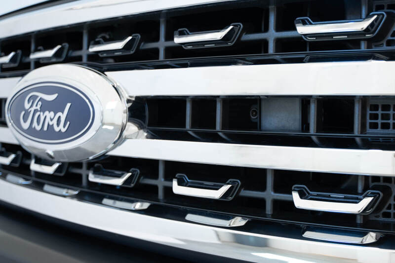 Addictive Desert Designs 2023+ Ford Super Duty Adaptive Cruise Control Relocation Bracket part on Ford grille