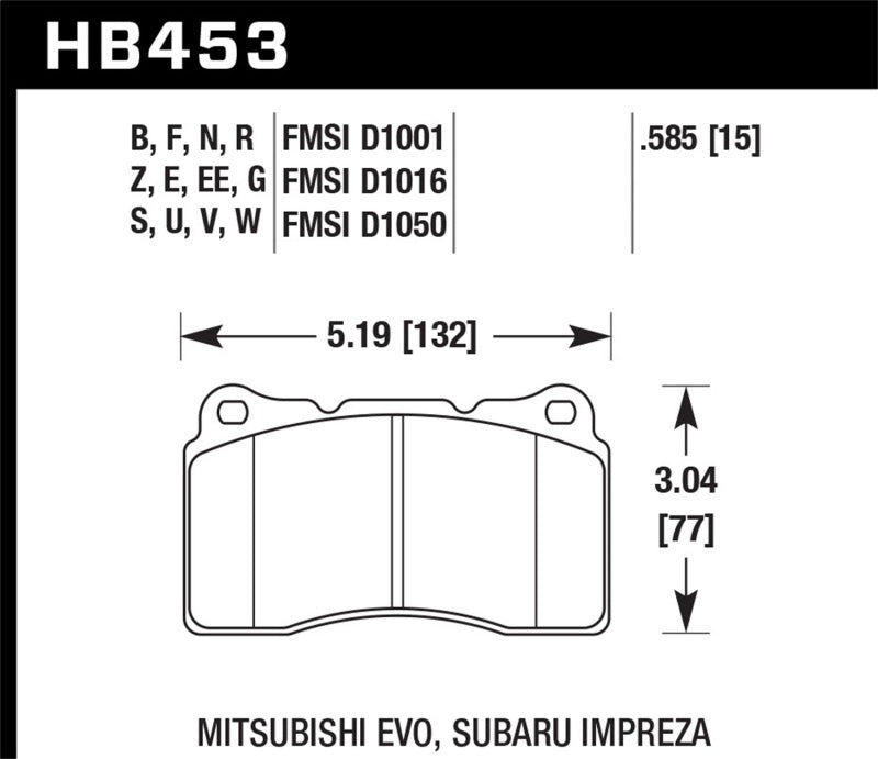 Hawk ER-1 Front Motorsport Brake Pads 03-06 Evo / 04-09 STi / 10+ Camaro SS (Brembo) Secondary image