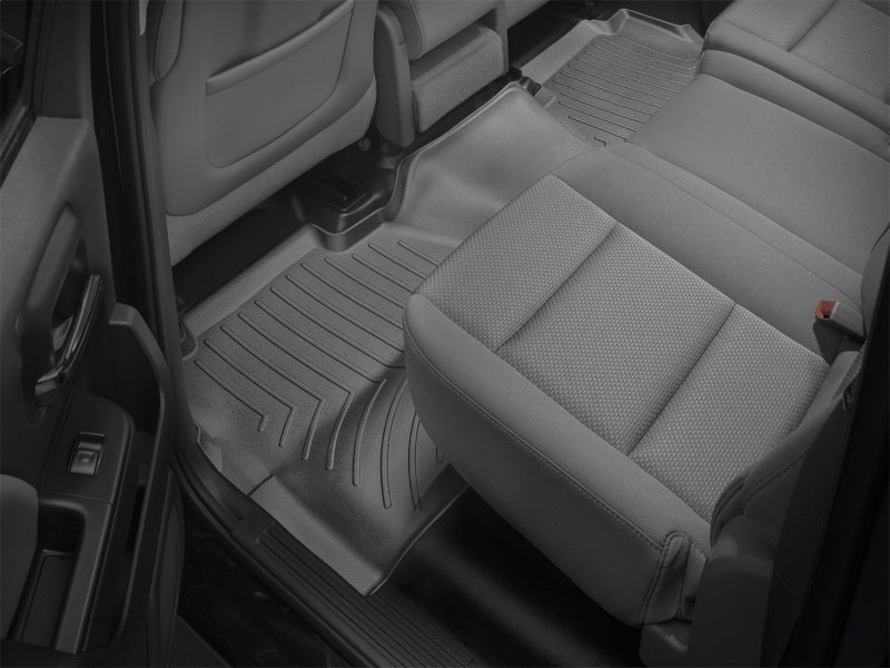 WeatherTech 14-15 Chevy Silverado 1500 (Fits w/ OEM Rear Storage) Rear FloorLiner - Black interior view
