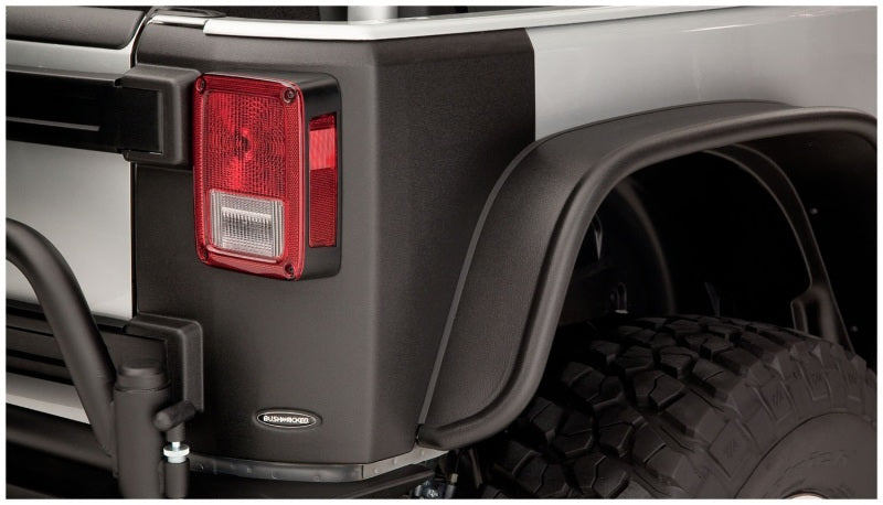 Bushwacker 07-18 Jeep Wrangler Trail Armor Rear Corners - Black close-up view