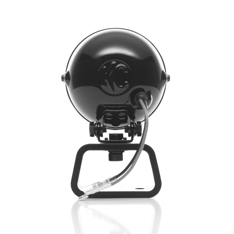 KC HiLiTES Rally 400 4in. Round Halogen Light 55w Spread Beam (Pair Pack System) - Black rear view for offroad lighting and electrical.