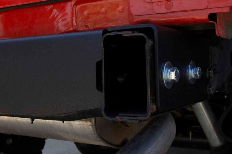 Fishbone Offroad 07-18 Jeep Wrangler JK Rubicon/Unlimited Rear Bumper Delete close-up showing installation features.