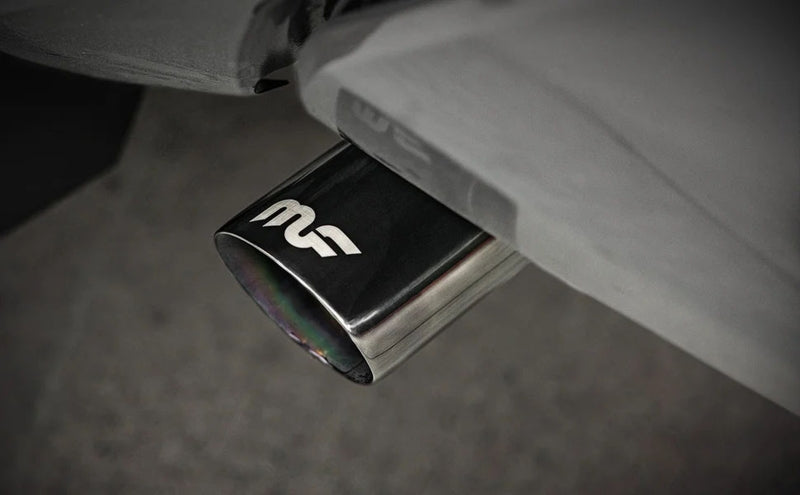 Magnaflow 2024 Toyota Tacoma Speq Series Cat-back Exhaust System tip close-up for offroad performance upgrades.