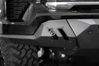 Addictive Desert Designs2022+ Chevrolet Silverado 1500 Black Label Front Bumper close-up with offroad lighting features.