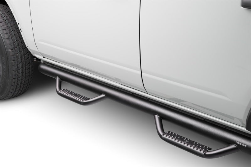N-Fab Nerf Step 2021 Ford Bronco (4 Door) - Tex. Black - SRW - 3in. on vehicle side, ideal offroad truck accessory.