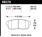 Hawk Mazda RX-8 / Nissan Track DTC-60 Race Rear Brake Pads dimensions