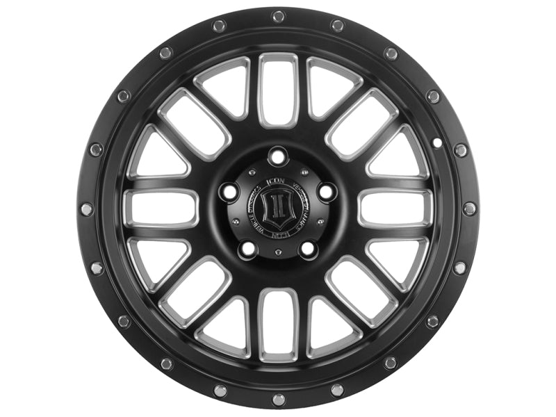 ICON Alpha 20x9 5x150 16mm Offset 5.625in BS 110.1mm Bore Satin Black/Milled Windows Wheel Secondary image