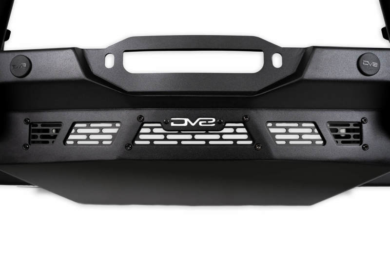 DV8 Offroad 21-23 Ford Bronco Spec Series Front Bumper close-up, showcasing design features and heavy duty construction.