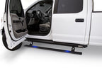 AMP Research 2015-2018 Ford F-150 SuperCrew PowerStep XL - Black on truck with open door