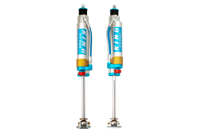 King Shocks 97-06 Jeep Wrangler TJ Front 2.5 Dia Piggy Hose Res Shock 3-5in Lift w/Adjuster (Pair) for offroad performance upgrades