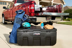 Deezee Universal Tool Box - Specialty Utility Chest Plastic 37In on truck with sports gear and drinks.