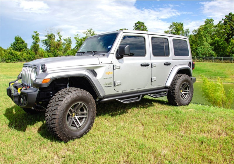 N-Fab Podium LG 2018 Jeep Wrangler JL 4DR SUV - Full Length - Tex. Black - 3in. with offroad tires and performance upgrades
