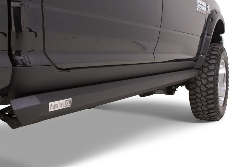 AMP Research 18-19 Ram 2500/3500 Mega Cab PowerStep XL - Black installed on truck, ideal offroad truck accessories online.