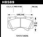 Hawk 08-10 Toyota Land Cruiser / 07-10 Tundra Super Duty Front Brake Pads dimensions drawing.