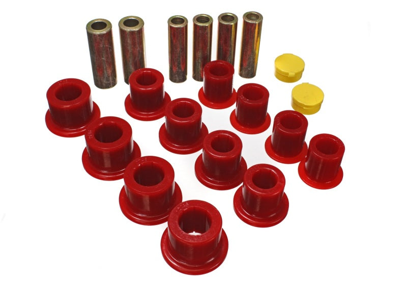Energy Suspension 00-04 Ford Excursion 4WD / 99-04 F250/F350 4WD Red Front Leaf Spring Bushing Set with polyurethane parts