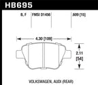 Hawk 2011-2013 Audi A3 Except TDI HPS 5.0 Rear Brake Pads dimensions