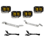 Baja Designs 2022+ Toyota Tundra S2 SAE OEM Fog Light Replacement Kit - Amber components including lights and accessories.