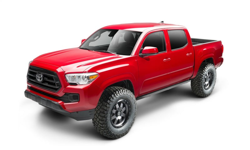 N-Fab Trail Slider Steps 16-20 Toyota Tacoma Crew Cab All Beds - SRW - Textured Black on red truck