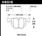 Hawk BMW 330CI/330I/330XI/525i/740i/754iL/M3/M5/X3/X5/Z4/Z8 / Range Rover HSE HT-10 Race Rear Brake dimensions diagram