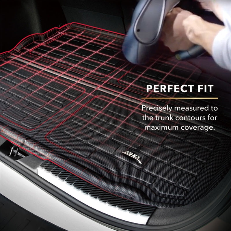 3D MAXpider 2005-2015 Nissan Xterra Kagu Cargo Liner - Black fit image showing precise trunk measurement for maximum coverage