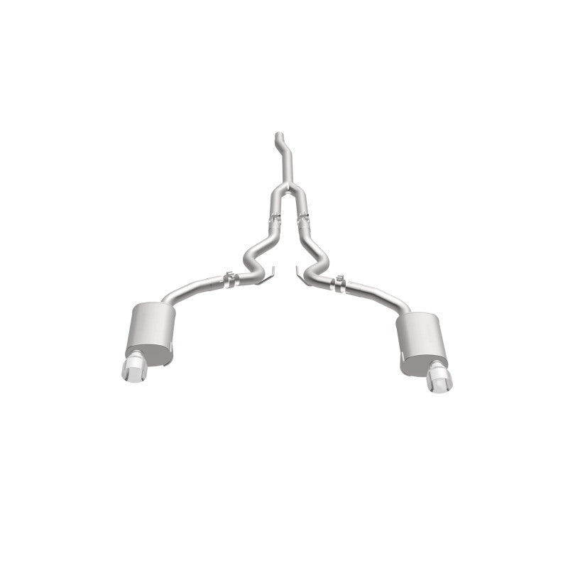 MagnaFlow Cat Back, SS, 2.5in, Street, Dual Split Polished 4.5in Tips 2015 Ford Mustang Ecoboost exhaust system image