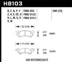 Hawk HPS Street Brake Pads dimensions and specifications