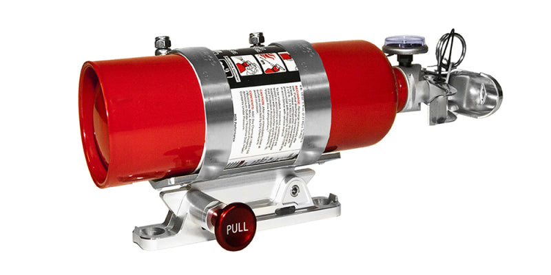 DV8 Offroad Quick Release Fire Extinguisher Mount in red and silver.