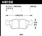 Hawk HP+ Street Brake Pads dimensions and specifications
