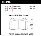 Hawk 2010 Camaro SS HP+ Street Rear Brake Pads specifications