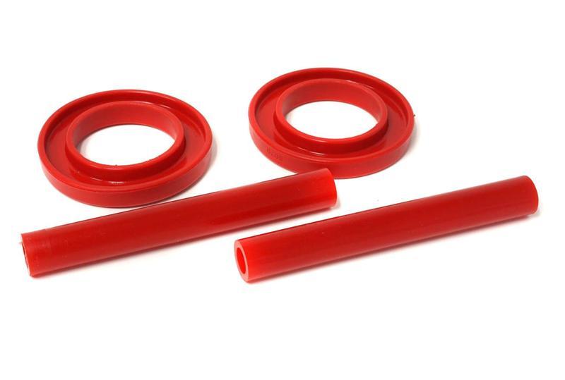 Energy Suspension Universal 2 1/8in ID 4 1/8in OD 13/16in H Red Coil Spring Isolators (2 per set) for offroad performance upgrades.