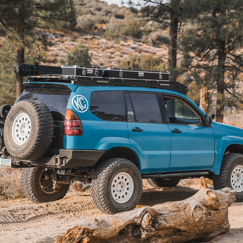 KC HiLiTES Platform One Profile 10in. SideCast Flush Mount Lights (Does Not Include Rack) on blue offroad SUV