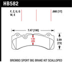 Hawk Brembo Scallped DTC-60 Race Brake Pads technical drawing